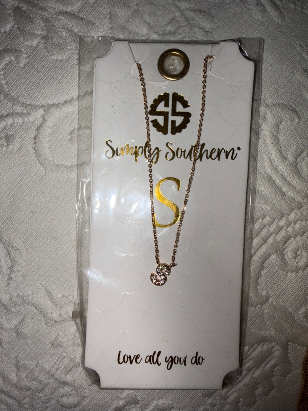 NWT- simply southern initial ‘S’ necklace sparkle gold